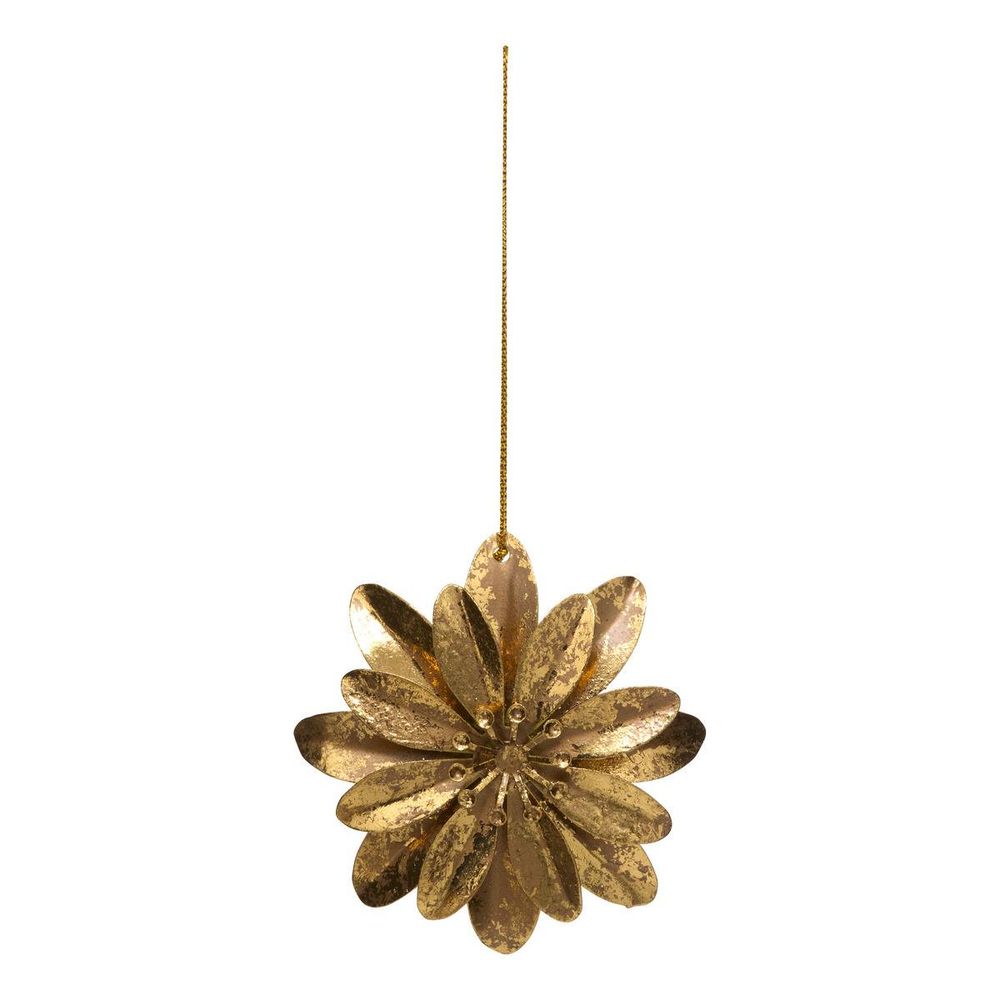 Suspension de sapin fleurs en métal doré brillant 8 cm