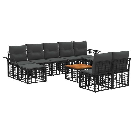 Ensemble de canapés d'extérieur 10 pc noir et gris foncé
