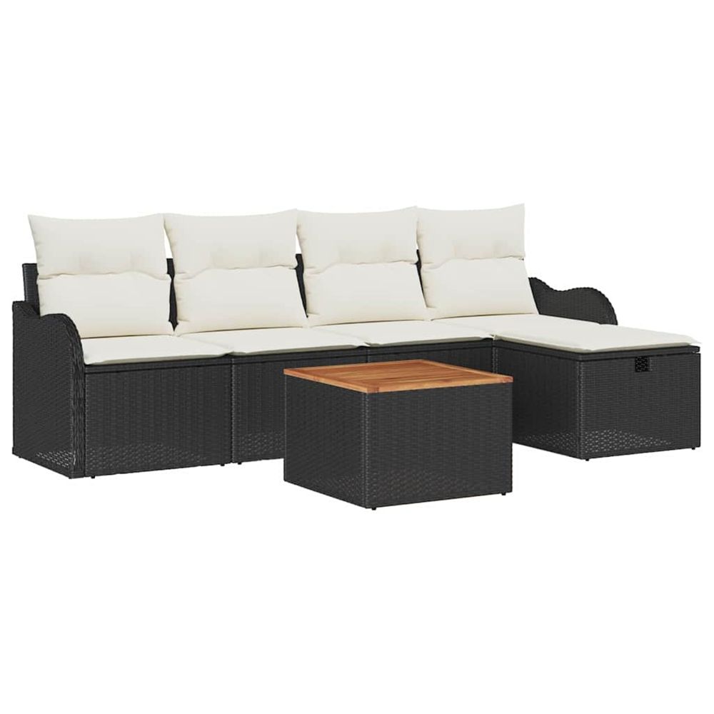 Ensemble de canapé de jardin 6 pc noir poly rotin