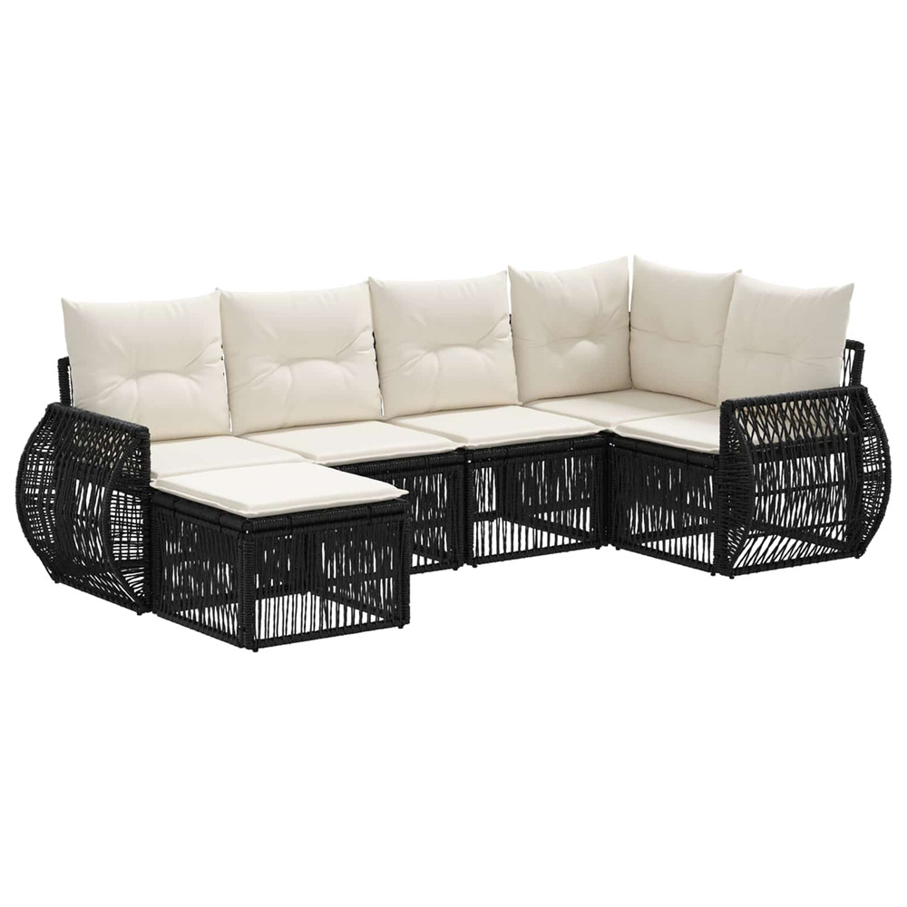 Ensemble de canapé de jardin 6 pcs noir et blanc crème