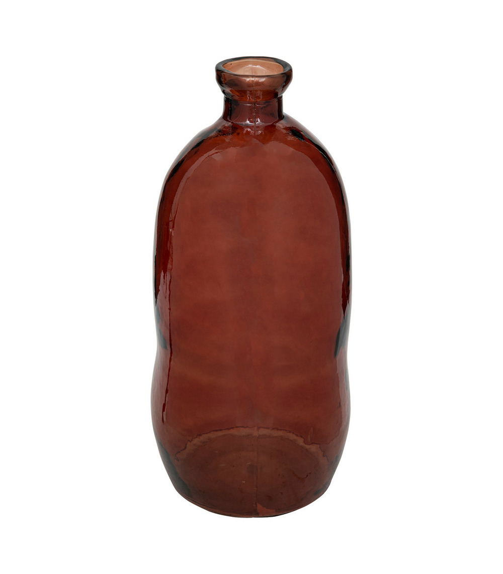 Vase bouteille en verre recyclé rouge ambre d 34 x h 73 cm