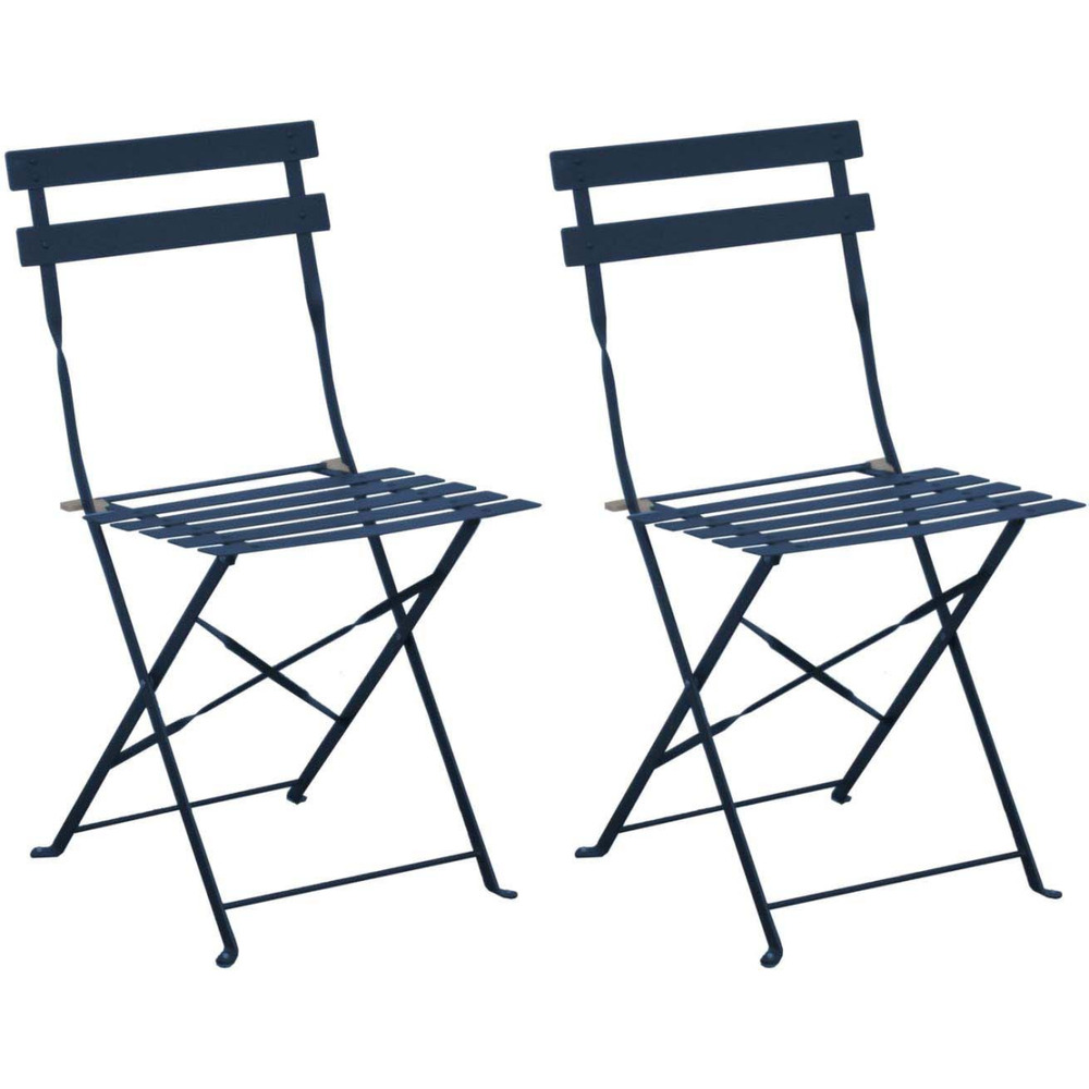 Chaises pliantes en acier cuba (lot de 2) bleu