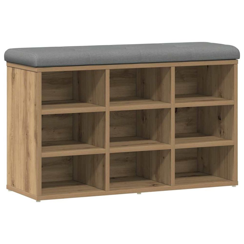 Banc à chaussures chêne artisanal 82x32x50 cm bois d'ingénierie
