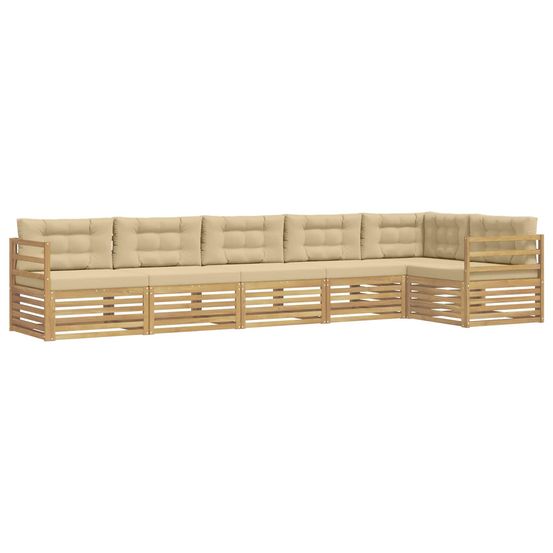 Ensemble de canapés d'extérieur 6 pc blanc et beige polyester