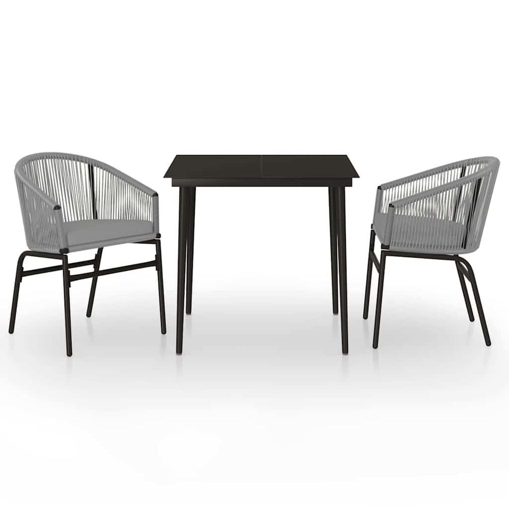 Ensemble à manger de jardin 3 pcs gris