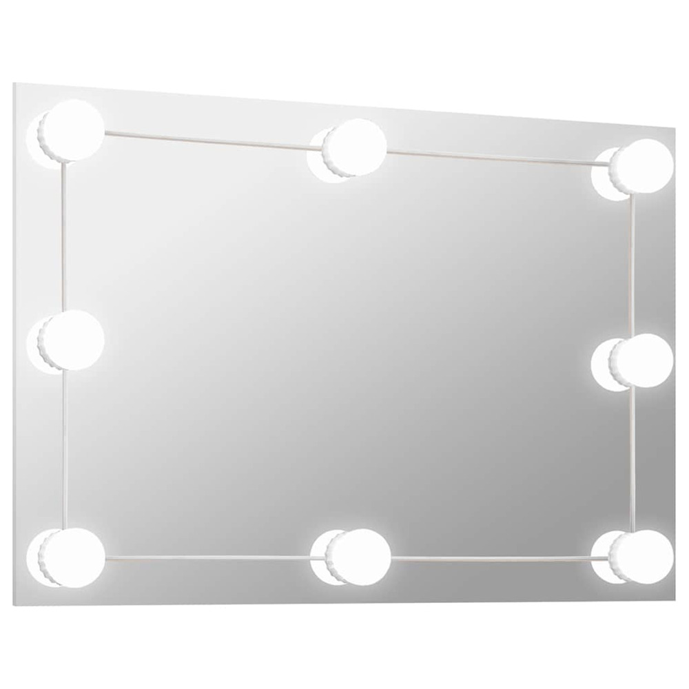 Miroir mural avec lampes led rectangulaire verre