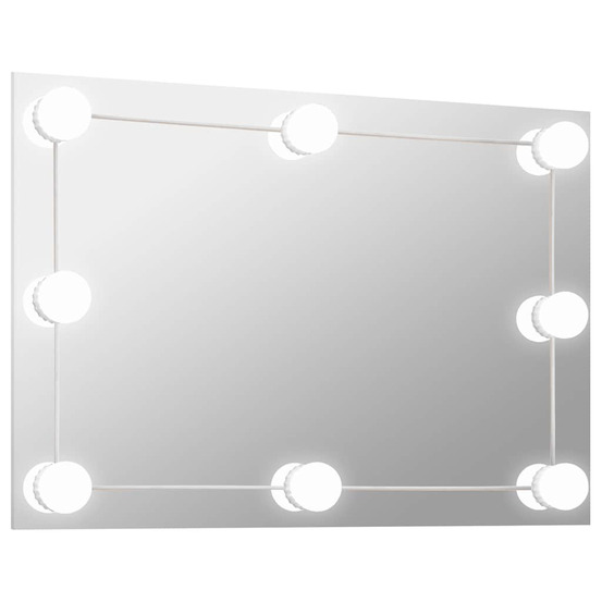 Miroir mural avec lampes led rectangulaire verre