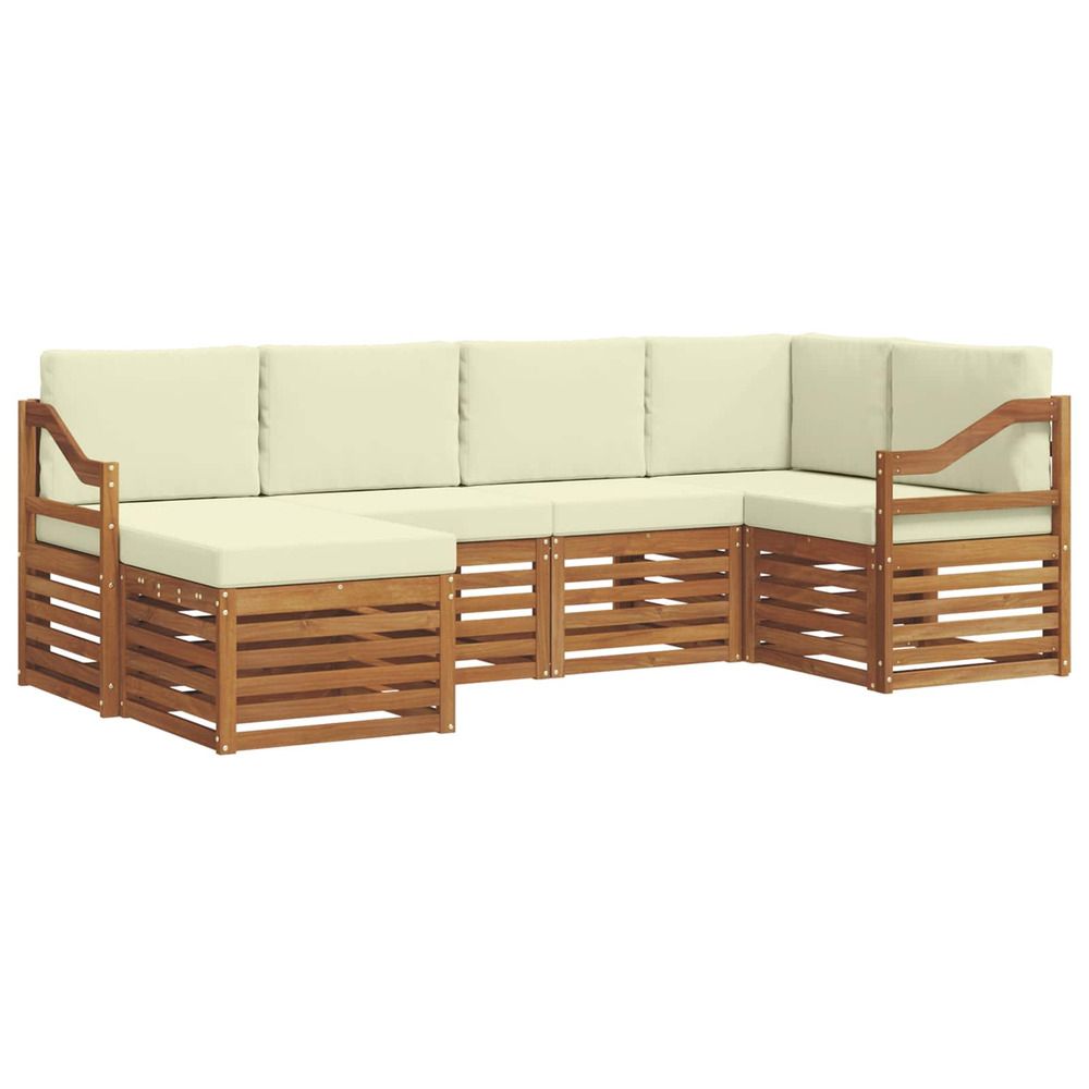 Ensemble de canapés d'extérieur 6 pc naturel et crème polyester