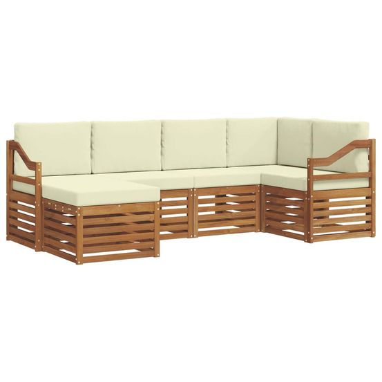 Ensemble de canapés d'extérieur 6 pc naturel et crème polyester