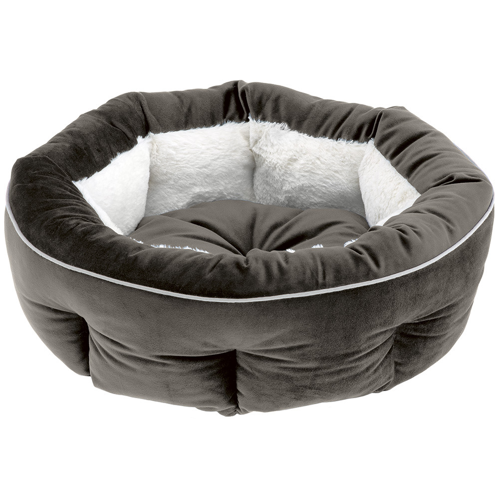 Ferplast couchage arrondi pour chiens et chats marquis 45, lit pour animaux, velours doux, lavable, ø 45 x 16 cm, gris