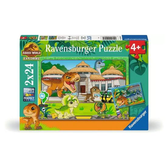 Puzzle 2x24p vivre en terre sauvage jurassic world explorers