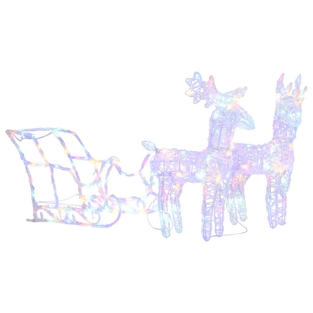 Décoration de noël rennes et traîneau 160 led 130 cm acrylique
