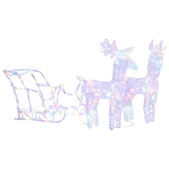 Décoration de noël rennes et traîneau 160 led 130 cm acrylique