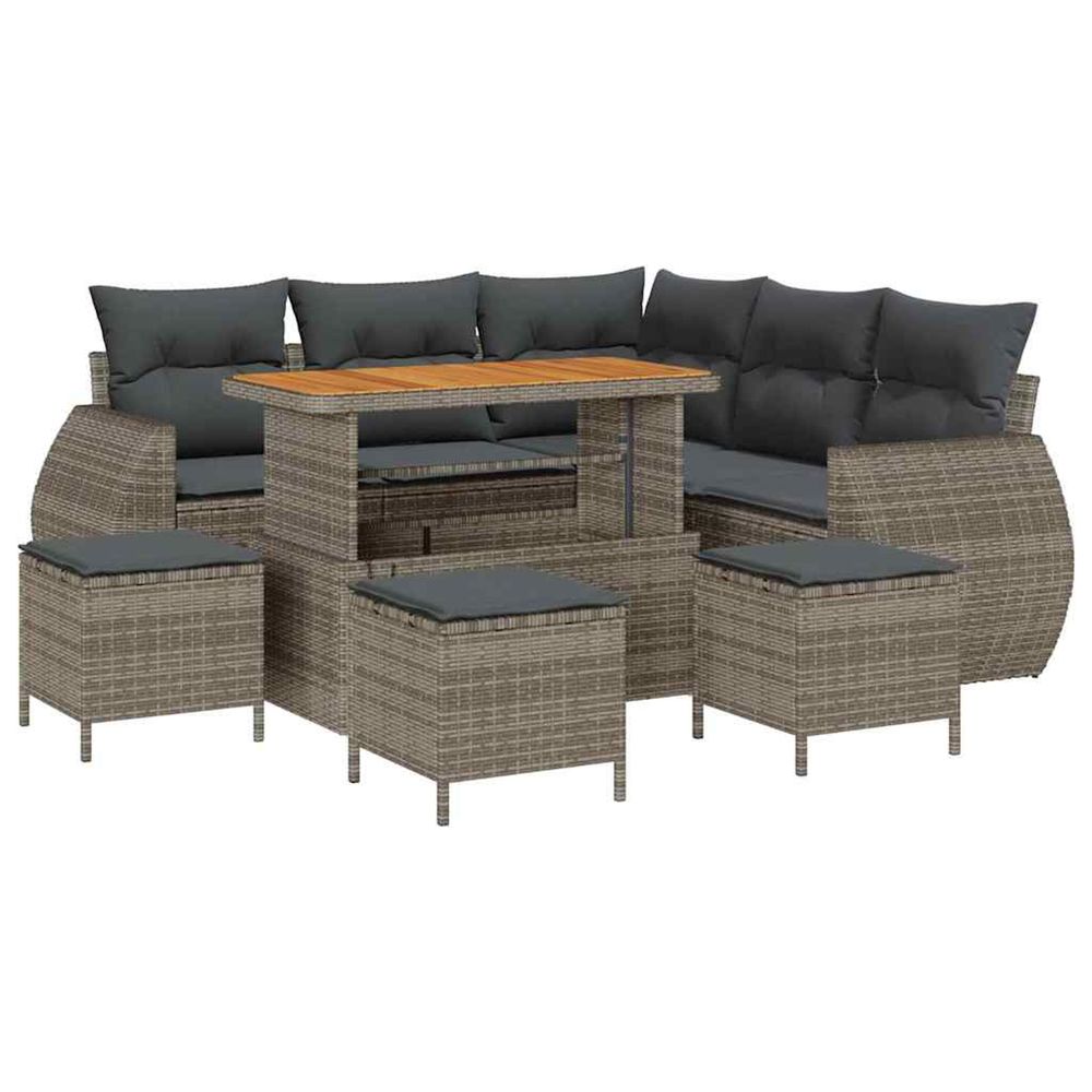 Ensemble de canapé de jardin 9 pc 8-nombre de places gris