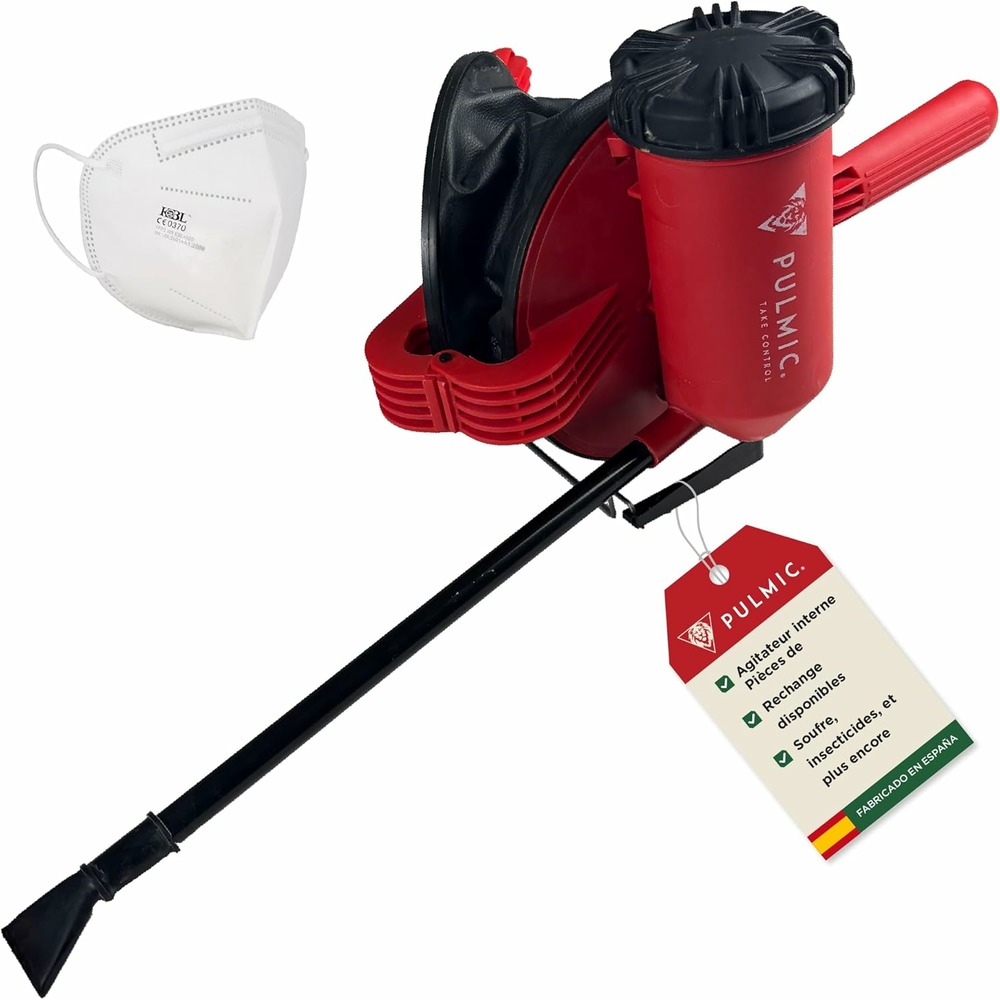 Pulvérisateur Poudre Soufre et Diatomée, Insecticides, Poudreuse Buse Orientable, Soufflet Fumigation, Agitateur, 1500 g