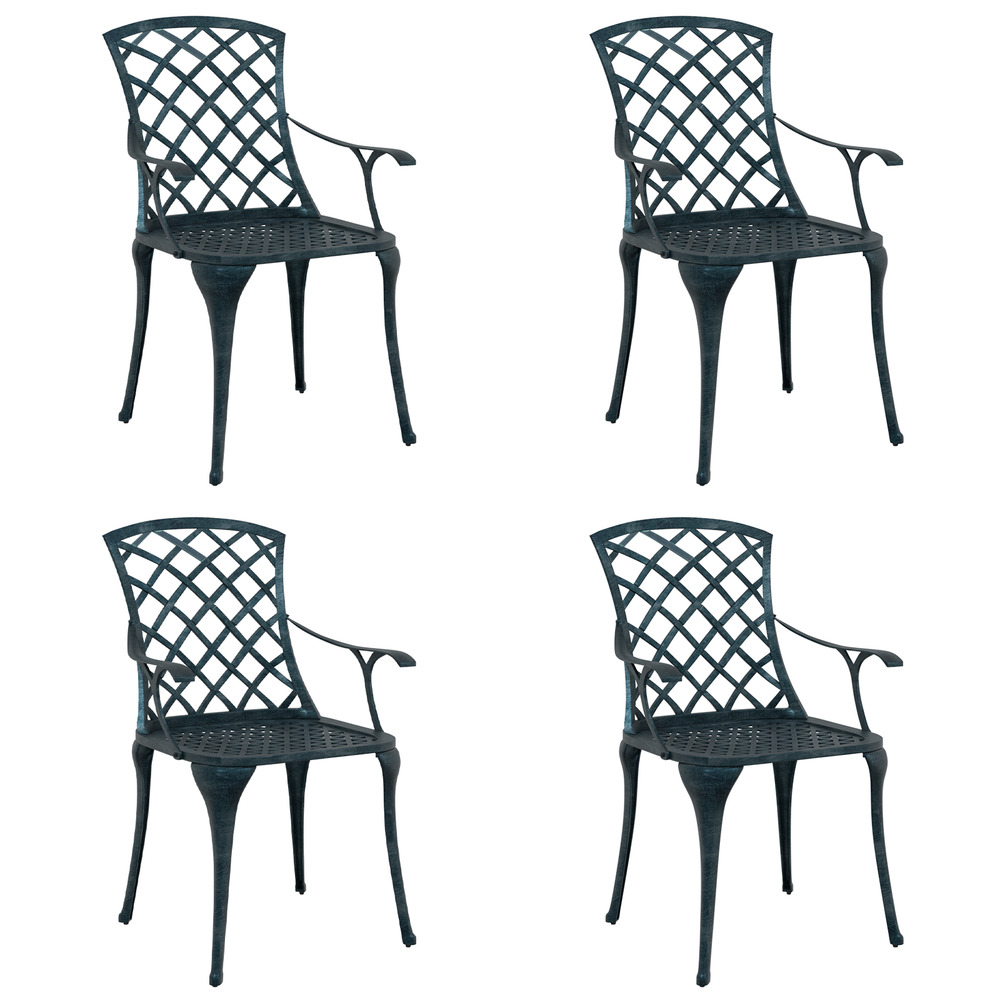 Chaises de jardin empilables 4 pcs vert en aluminium moulé