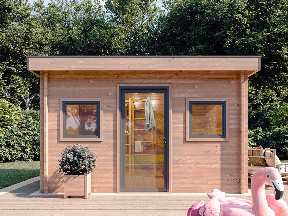 Studio de jardin le balmay 16m² - bois douglas 55mm - porte & fenetre pvc - toiture acier