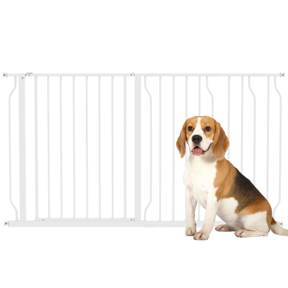 Barrière de sécurité extensible en acier pour chien montage pression 75-145 cm blanc