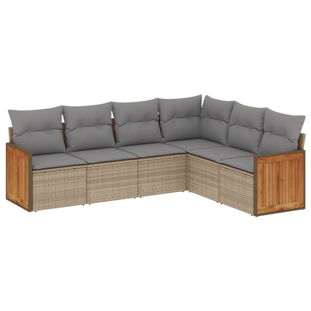 Salon de jardin avec coussins 6 pcs beige résine tressée