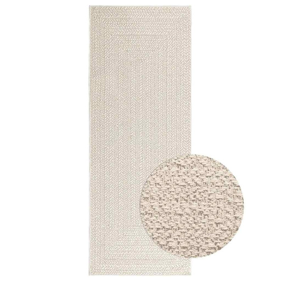 Tapis zizur crème 80x200 cm aspect de jute intérieur extérieur