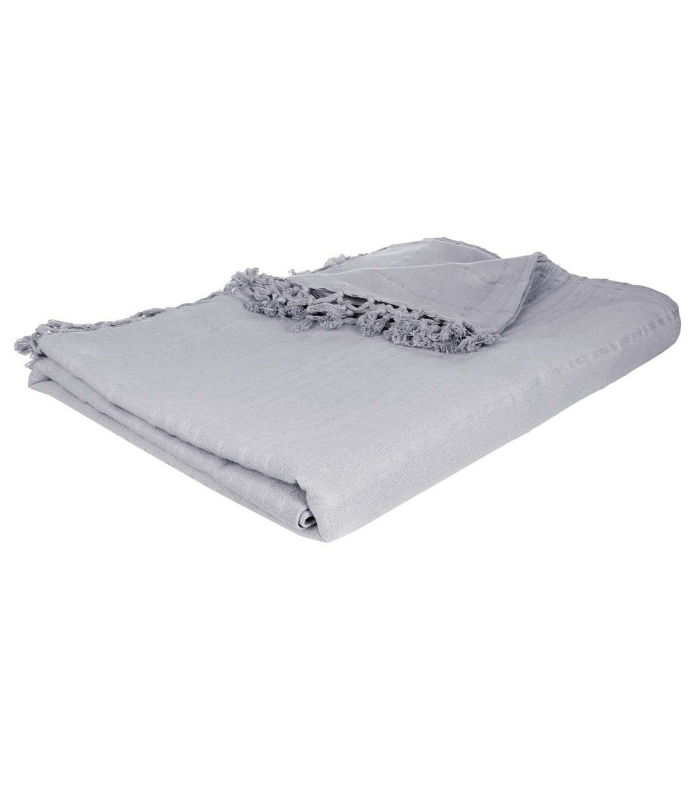 Jeté de lit en coton gris clair 230 x 250 cm