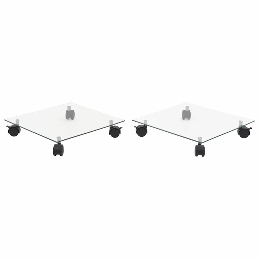 Support carré pour plantes 2 pcs verre trempé 35 x 35 cm
