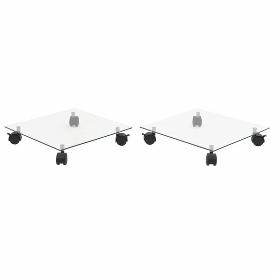 Support carré pour plantes 2 pcs verre trempé 35 x 35 cm