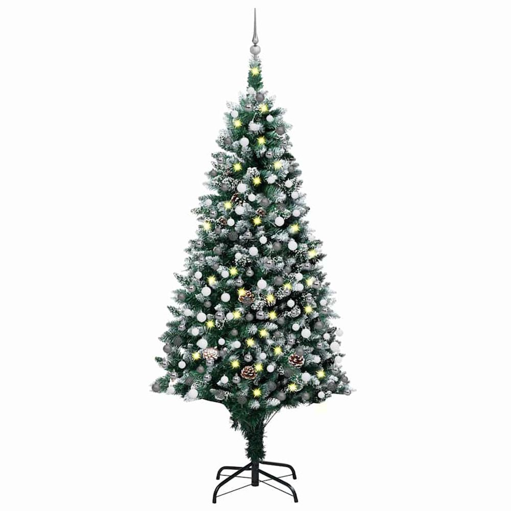 Arbre de noël artificiel avec led/boules pommes de pin 210cm