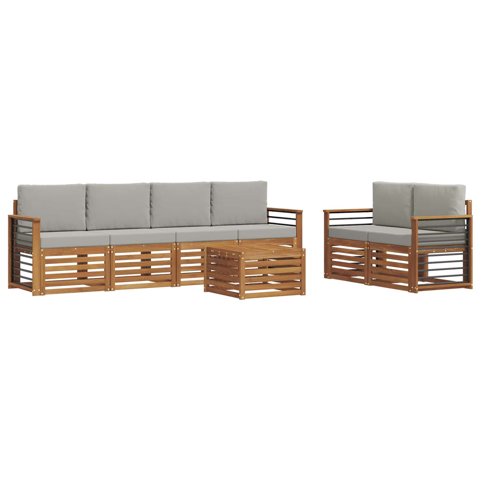 Ensemble de canapés d'extérieur 7 pcs gris naturel et clair