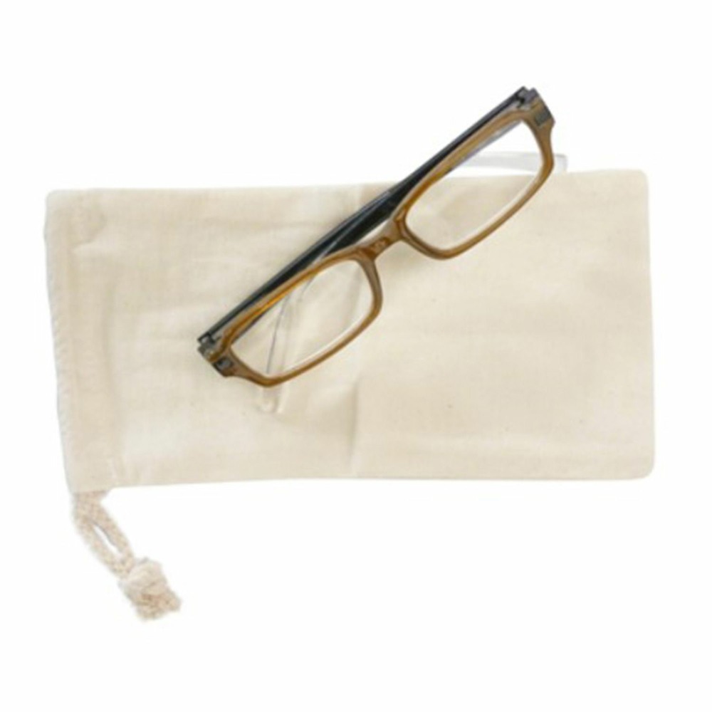 Etui à lunettes beige en coton à décorer - 10 x 20 cm