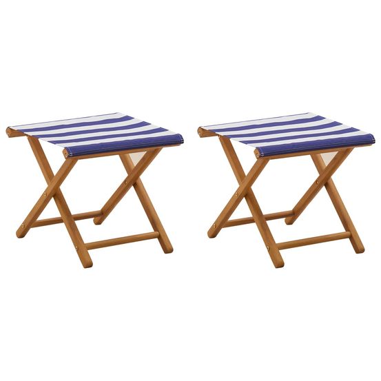 Chaise longue 2 pc bois d'eucalyptus massif bleu et blanc bain de soleil