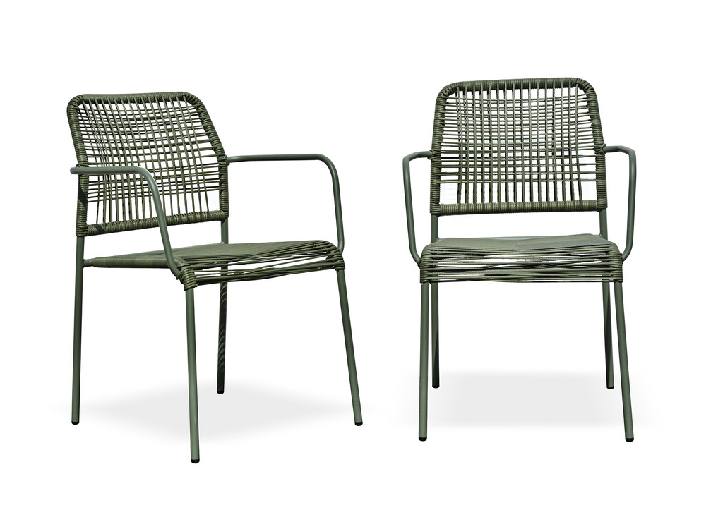 Lot de 2 fauteuils marceau en corde olive et acier