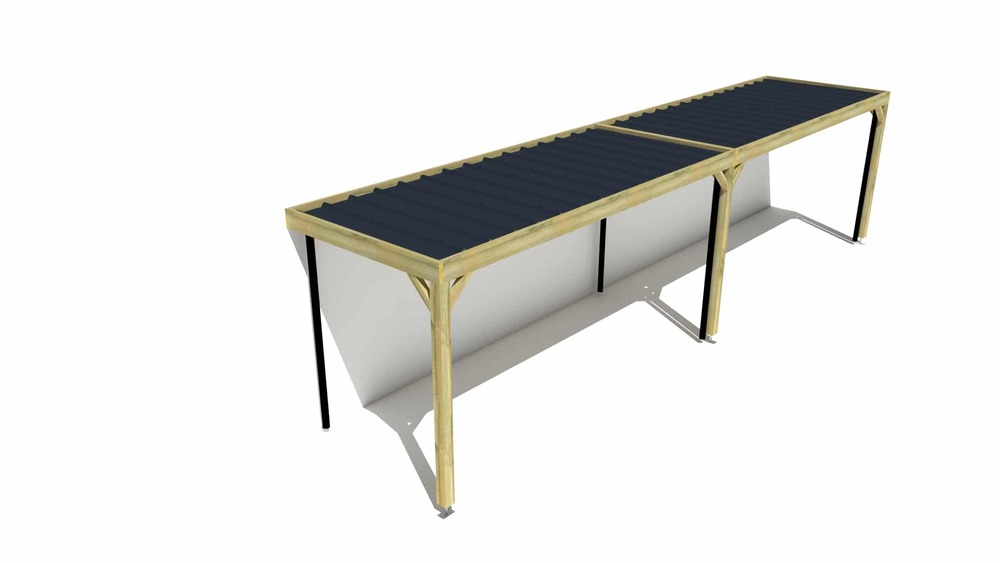 Carport bois • 10m x 2m • adossée • sens largeur • livraison comprise