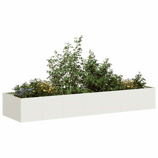 Jardinière xxl spacieuse en acier laminé durable pour grandes cultures et massifs fleuris blanc 280x80x40cm