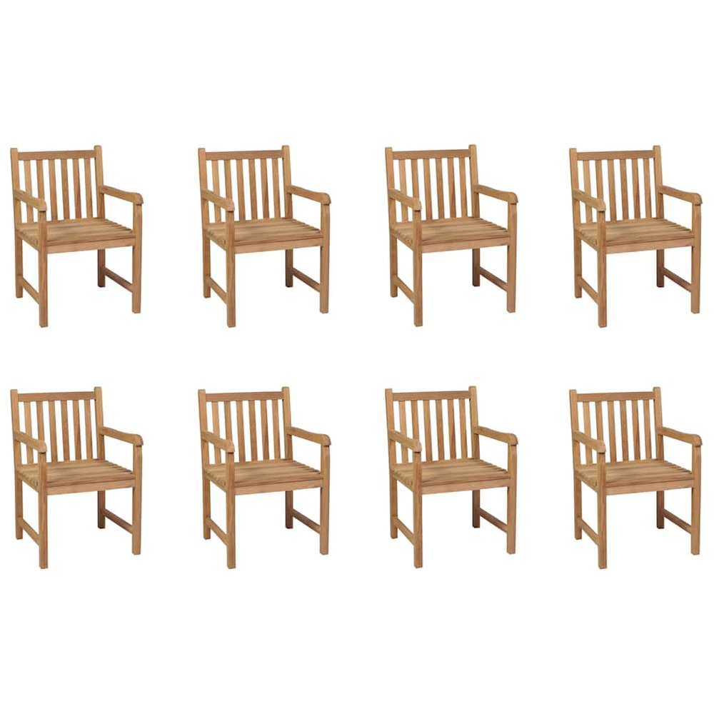 Chaises d'extérieur lot de 8 bois de teck solide