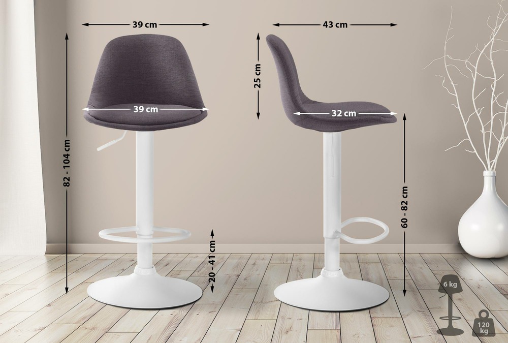 Tabouret de bar kiel tissu blanc