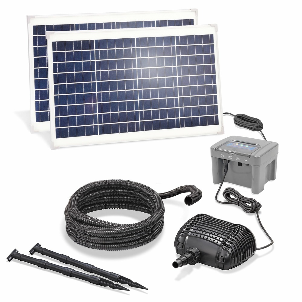 Esotec solar bachlauf-set pour étang de jardin 70/2800 avec pompe lifepo4 akku 101942
