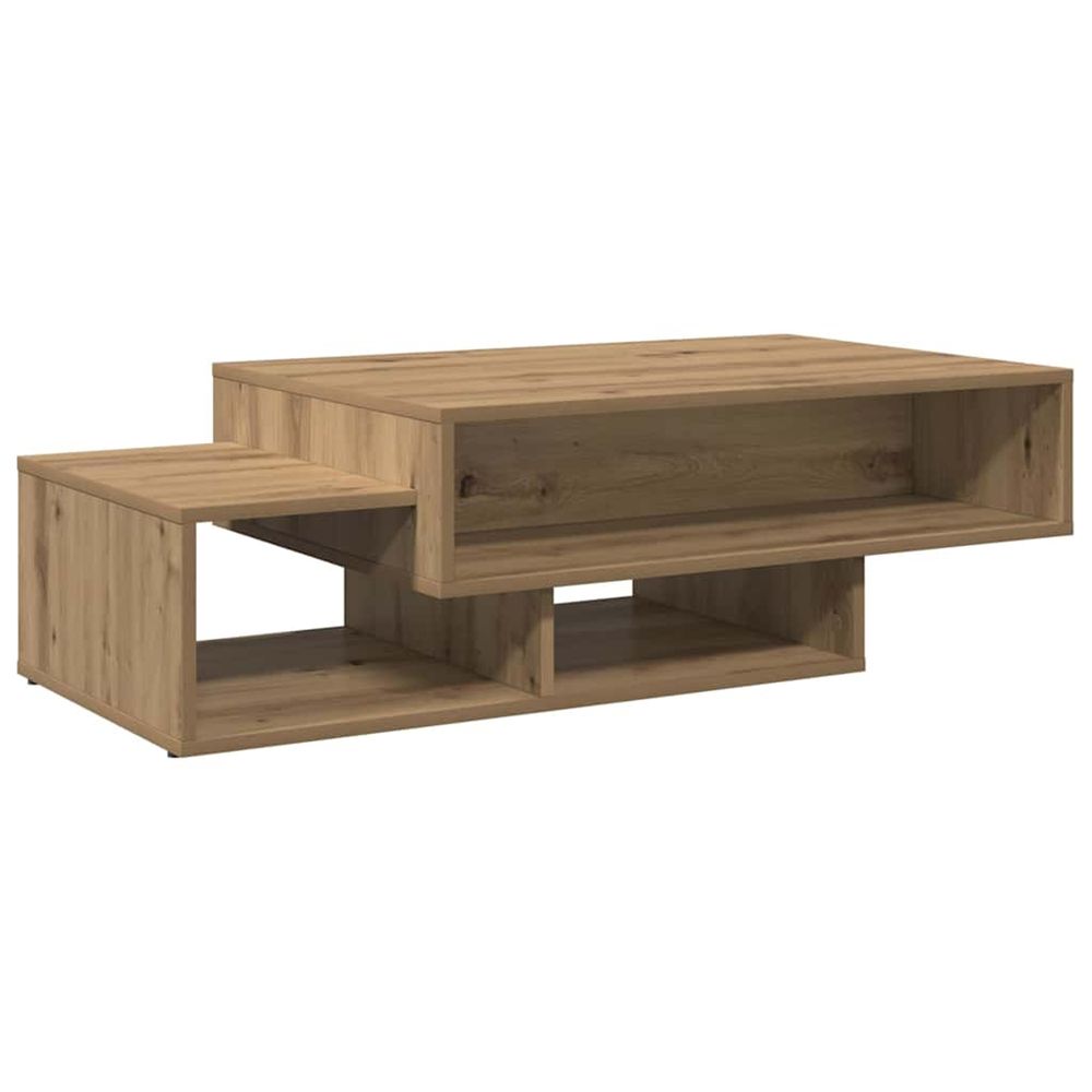 Table basse chêne artisanal 105x55x32 cm bois d'ingénierie