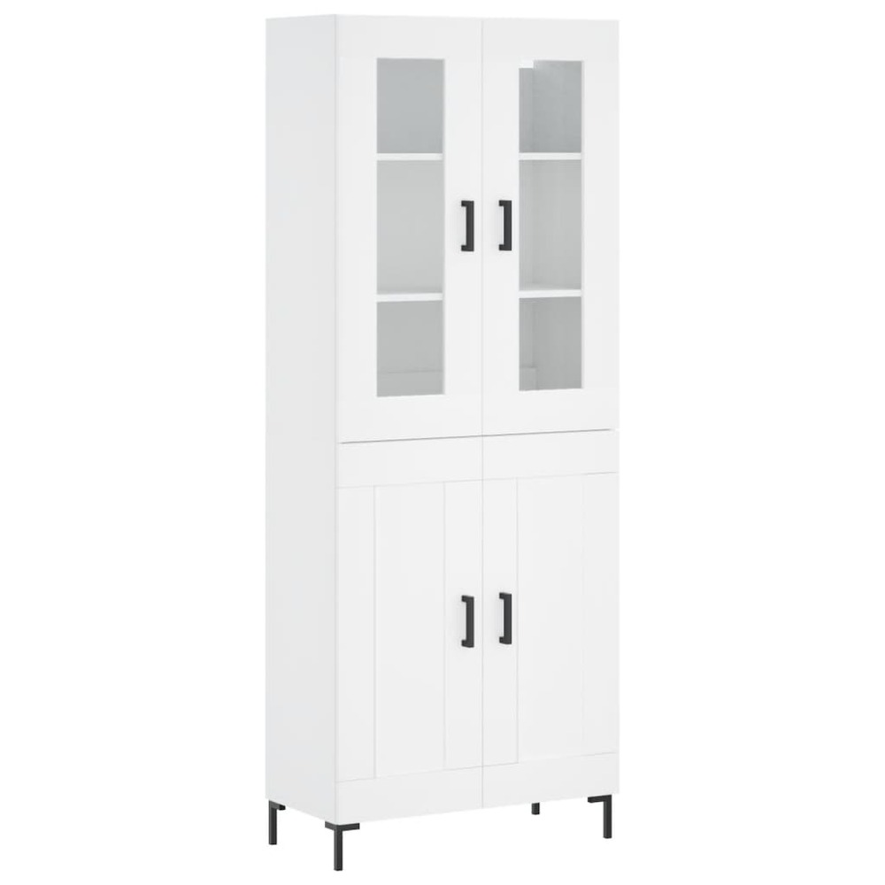 Buffet bahut commode armoire meuble de rangement organisateur cuisine salle de séjour salon haut 69,5 x 34 x 180 cm bois d'in