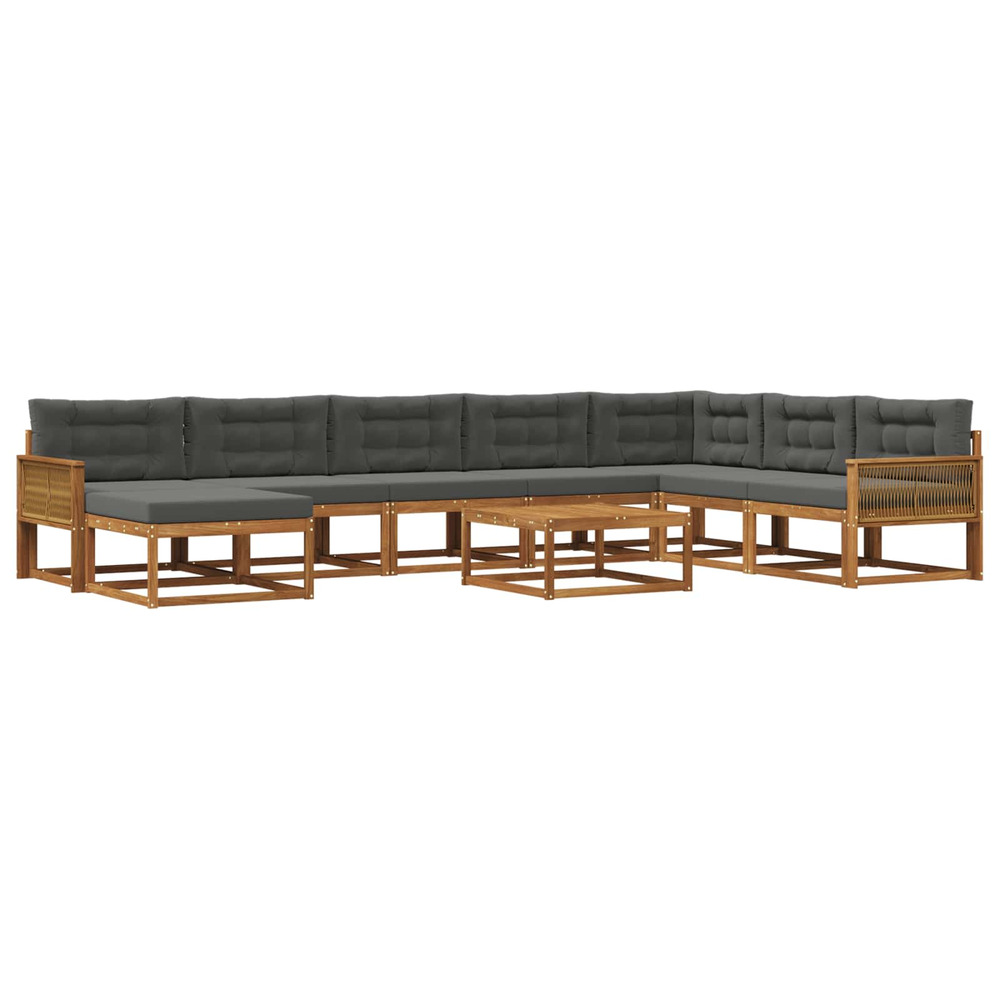 Ensemble de canapés d'extérieur 9 pcs naturel et anthracite