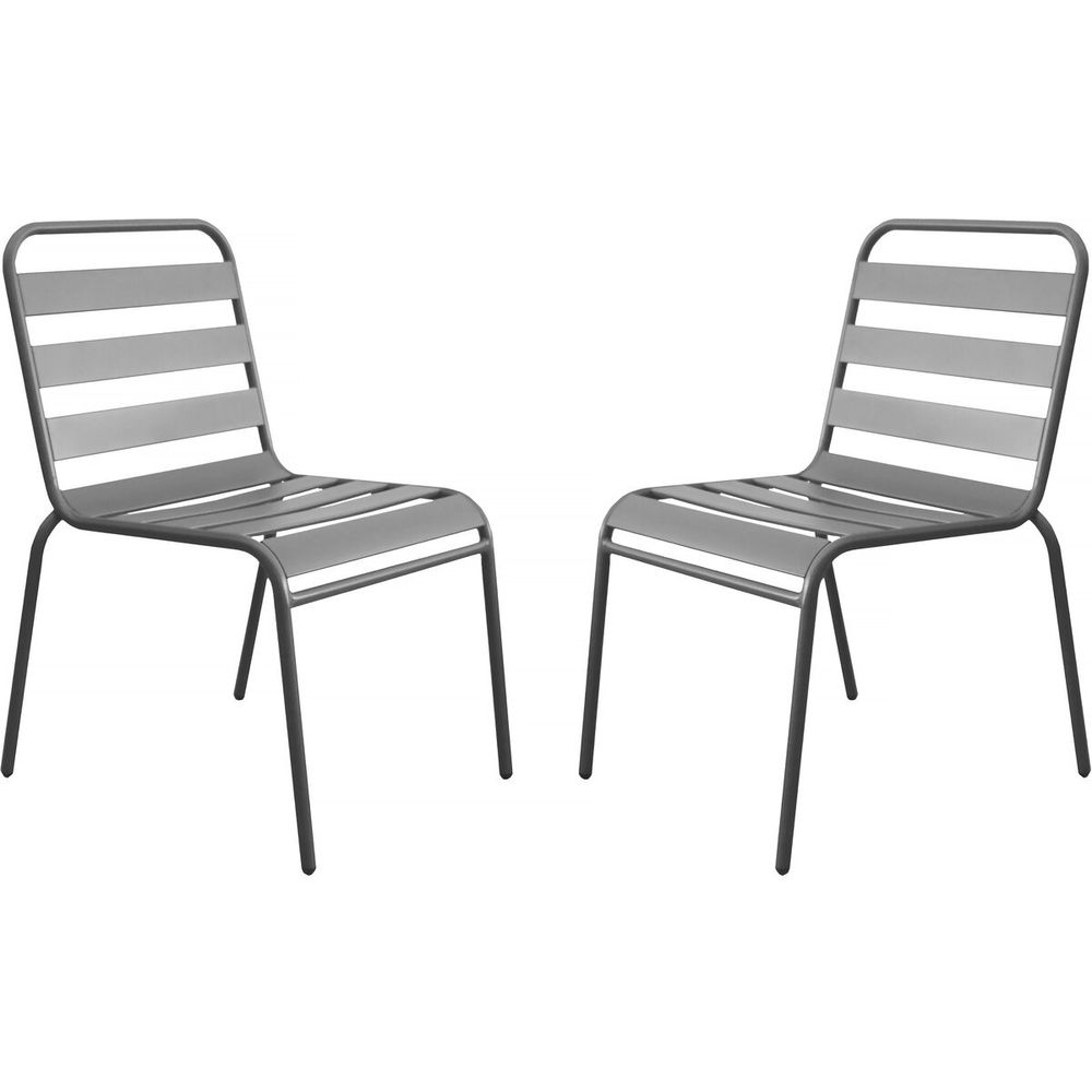Lot de 2 chaises de jardin en métal empilables 