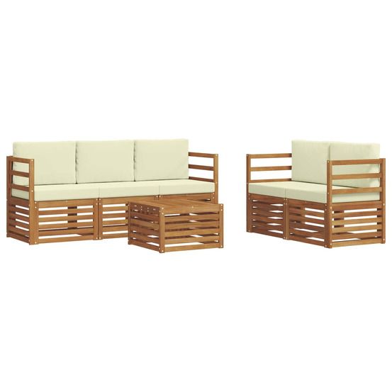 Ensemble de canapés d'extérieur 6 pc naturel et crème