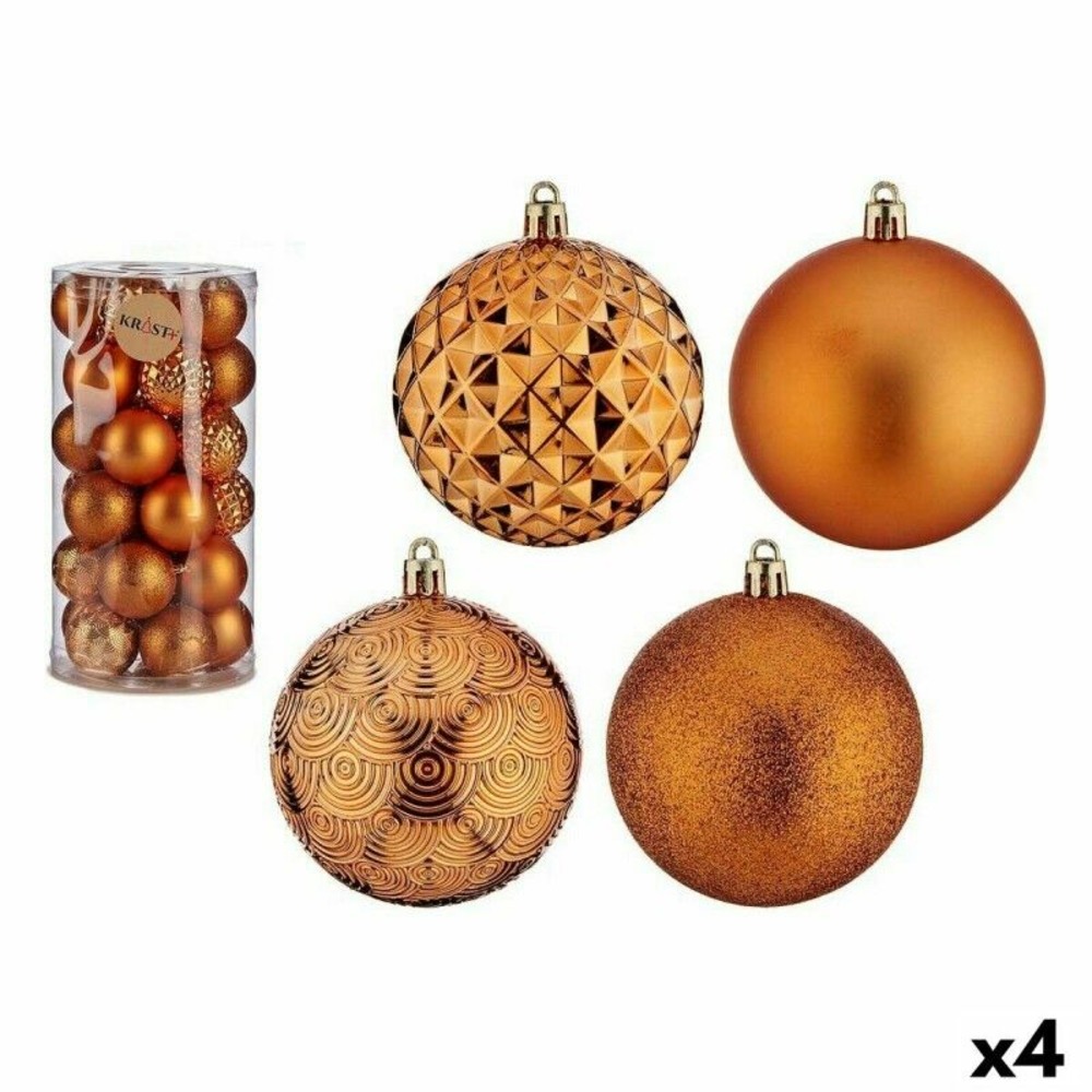 Lot de boules de noël 8 cm orange pvc (4 unités)