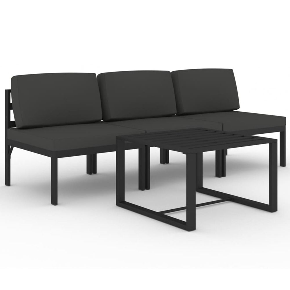 Salon de jardin 4 pcs avec coussins aluminium anthracite