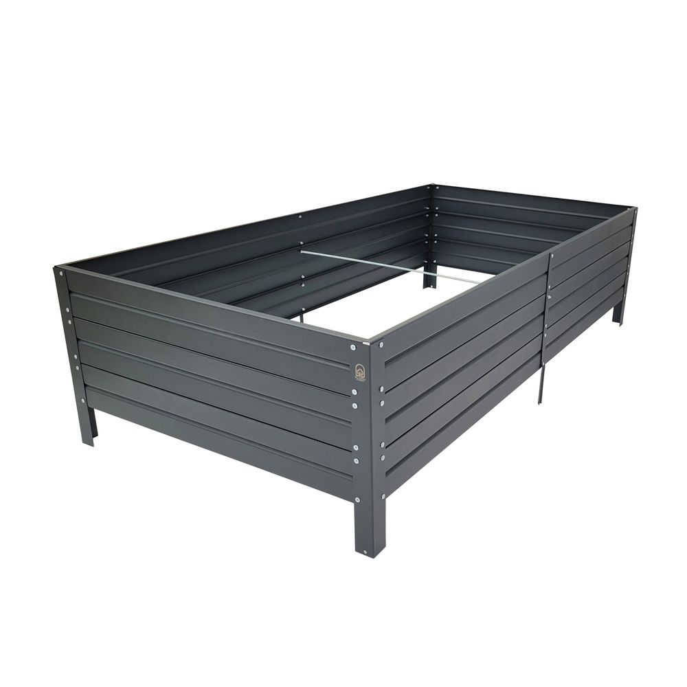 Carré potager surélevé en acier thermolaqué anthracite ral 7016, 150 x 75 x 30 cm, 338 l, tôle 1 mm
