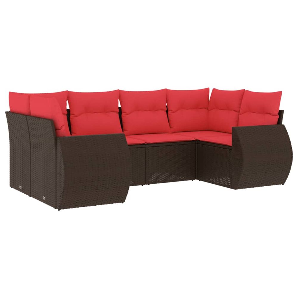 Ensemble de canapé de jardin 6 pcs avec coussins marron