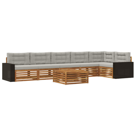 Ensemble de canapés d'extérieur 7 pcs naturel et gris clair