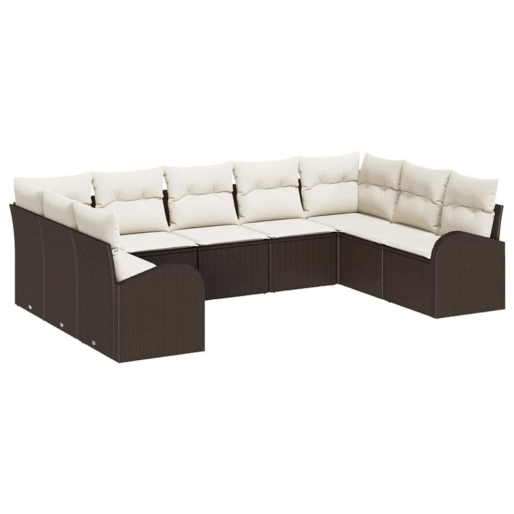 Ensemble de canapé de jardin 9 pc marron et blanc polyrotin