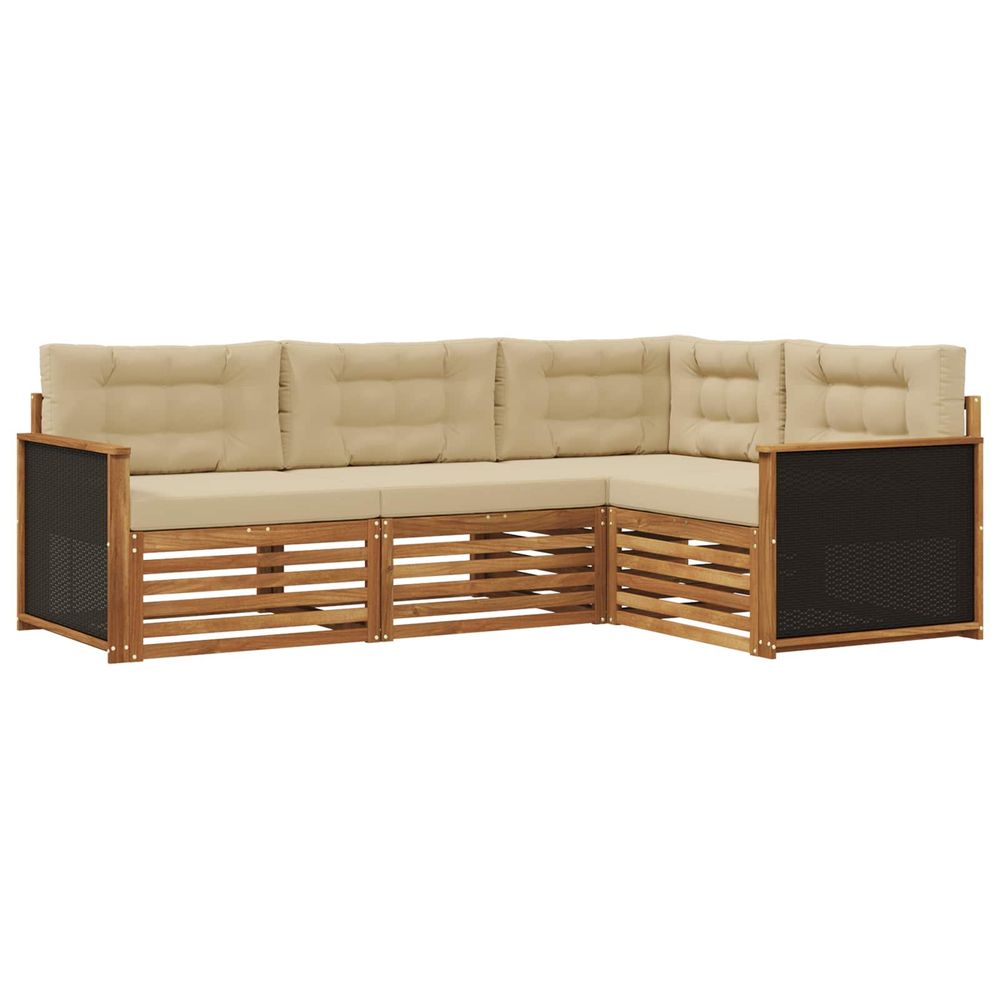 Ensemble de canapés d'extérieur 4 pc naturel et beige polyester