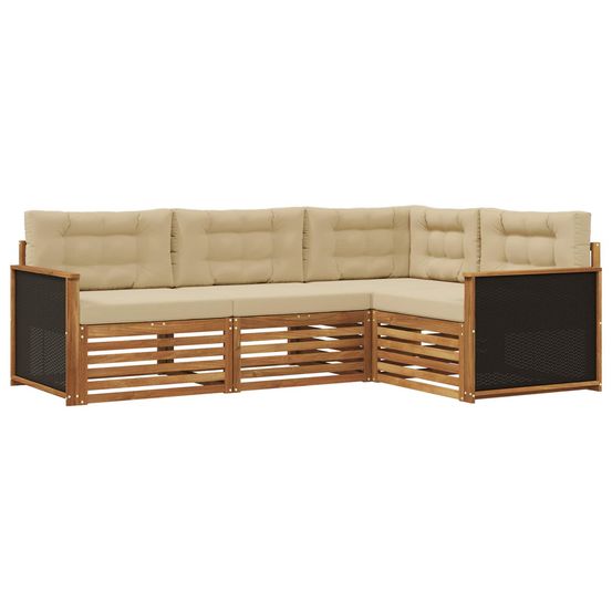 Ensemble de canapés d'extérieur 4 pc naturel et beige polyester